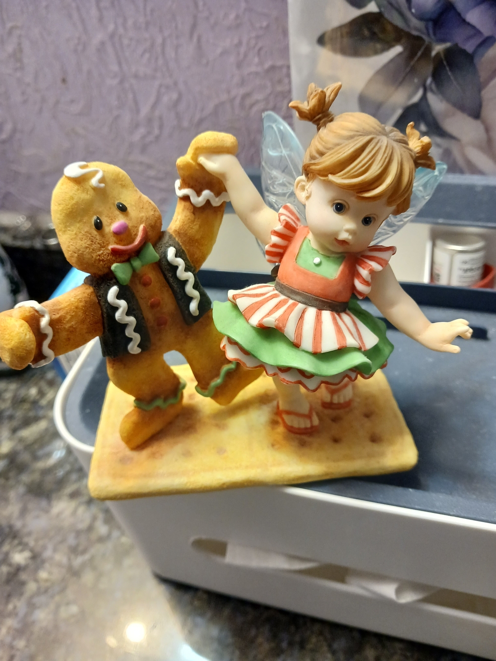 Gingerbread Fairy Figurine Toy - Green & Orange Dress